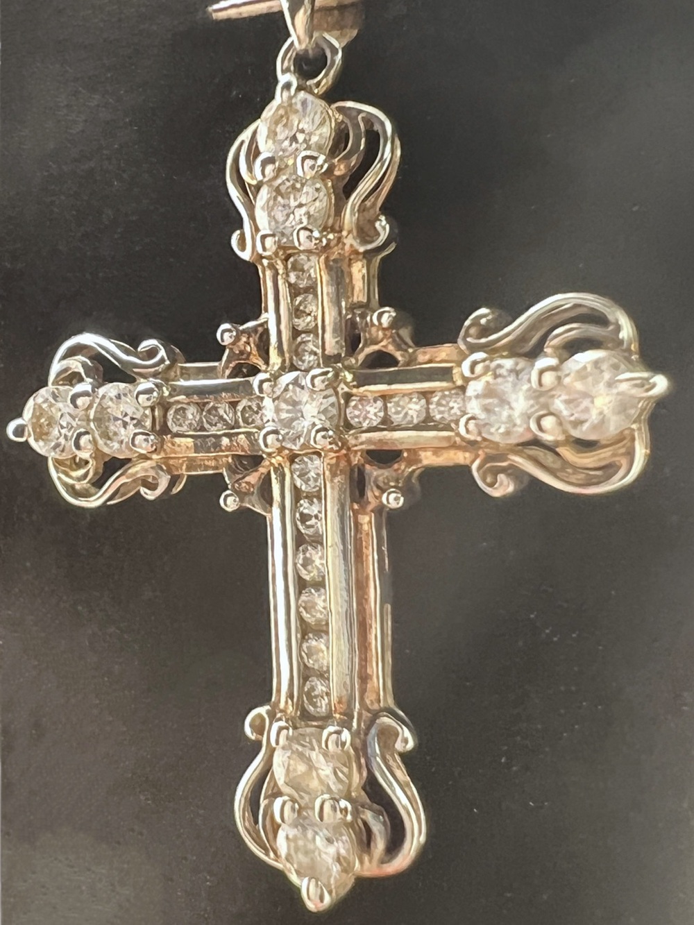 Ornate 925 Silver CZ Accented Cross